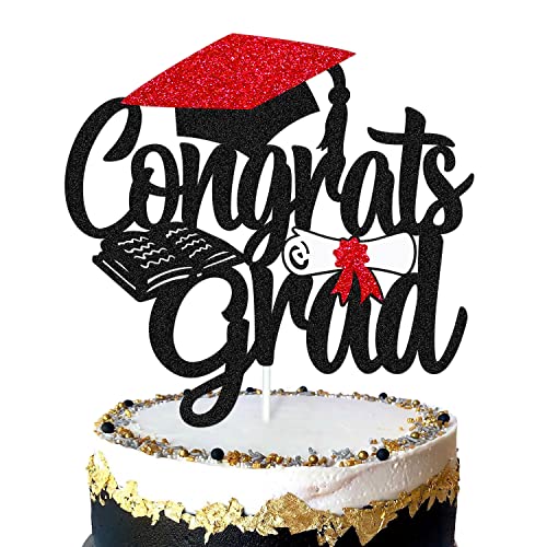 Congrats Grad Cake Topper Klasse von 2022 Tortendekoration We are So Proud of You Finally Done You Did It Thema, High School College Graduation Party Supplies (Schwarz) von YOYMARR