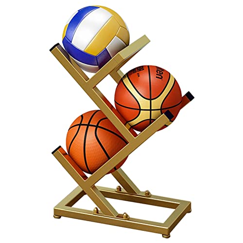 YPOSPDD 3-stufiger Ball-Aufbewahrungsständer, vertikaler Basketball-Ausstellungsständer for Jungenschlafzimmer, Garagen-Sportausrüstungs-Organizer, platzsparend(Color:Gold) von YPOSPDD