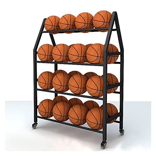 YPOSPDD 4/5-lagiger beweglicher Ballaufbewahrungswagen mit Rädern, Spielplatz/Schulen/Garage, Rollwagen mit Lagerkapazität for Volleyball-Fußball-Basketbälle, einfach zu montieren(Size:123x35x112cm) von YPOSPDD