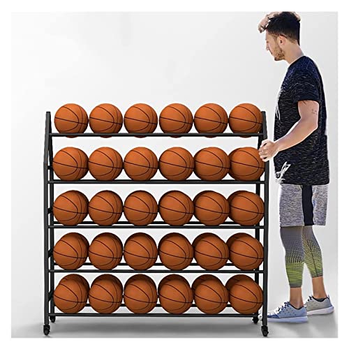 YPOSPDD A-förmiger Basketball-Organizer-Halter, 5-stufiger, aufrechter, tragbarer Ball-Aufbewahrungswagen for Schule/Spielzimmer/Kindergärten, robuster Stahl von YPOSPDD