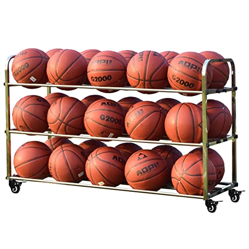 YPOSPDD Robuste Ballaufbewahrung, Garagen-Sportgeräte-Organizer mit Rädern, großer Basketballständer for den Innen- und Außenbereich(Size:3-Tier) von YPOSPDD