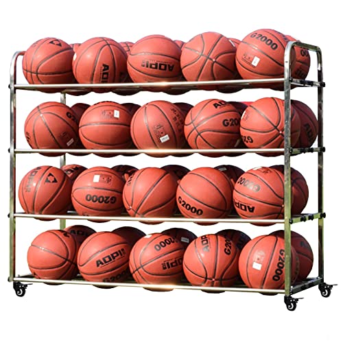 YPOSPDD Robuste Ballaufbewahrung, Garagen-Sportgeräte-Organizer mit Rädern, großer Basketballständer for den Innen- und Außenbereich(Size:4-Tier) von YPOSPDD