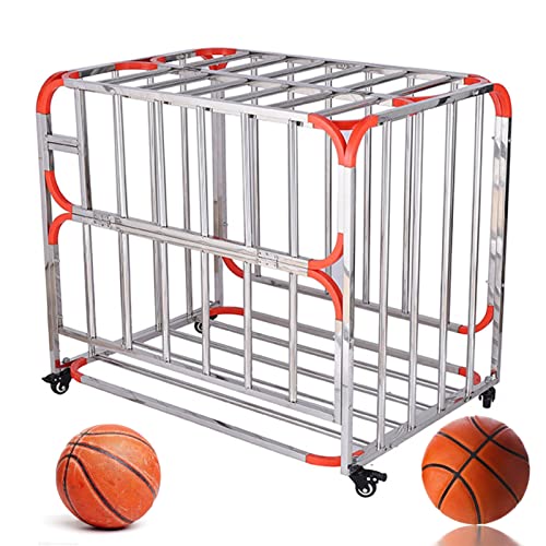 YPOSPDD Rollender Basketballkäfig, Garagen-Balllagerregal for Innengarage, fasst 40 Nr. 5-Bälle, Fußballausrüstungswagen auf Rädern von YPOSPDD