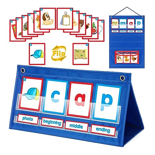 Wortbau-Desktop-Taschendiagramm, Zeltkarten-Set, CVC-Wörter, Phonikspiele, Diagramm, Kindergarten, Rechtschreibung, Lernspielzeug von YPREWY