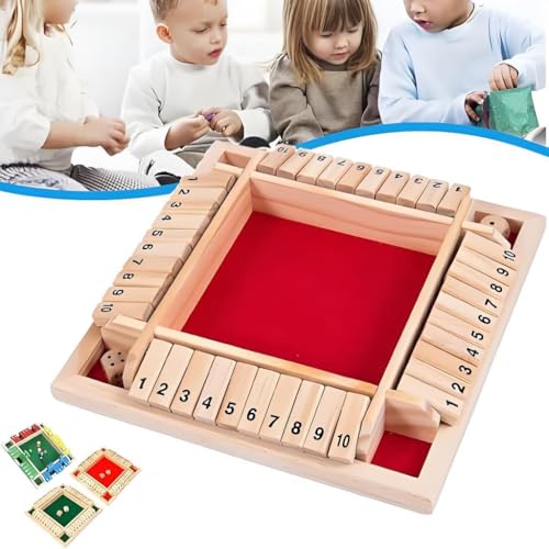 YQJYBD Emboadlie Brettspiel, lustige Familienspiele – Shut The Box Brettspiel, Shut The Box – Holzwürfel-Brettspiel, Klassische Tabletop-Version-Spiele for Klassenzimmer, Zuhause, Party(Red) von YQJYBD