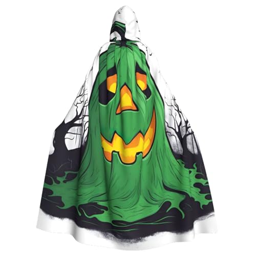 YQTGBCED Green Ghost Horror Halloween Kürbis Print Kapuzenumhang mit Kapuze Ein Blickfang Erwachsene Kapuzenumhang für Cosplay und Halloween von YQTGBCED