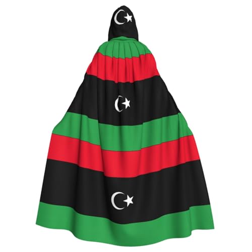 YQTGBCED Kapuzenumhang mit libyscher Flagge, mit Kapuze, ein auffälliger Kapuzenumhang für Erwachsene für Cosplay und Halloween von YQTGBCED