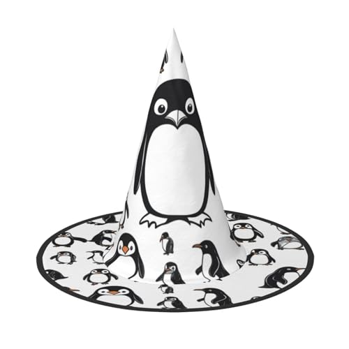 YQTGBCED Niedlicher Hexenhut mit Pinguin-Druck, Halloween-Hüte, einzigartige Zaubererhüte, leicht, aber stabil von YQTGBCED