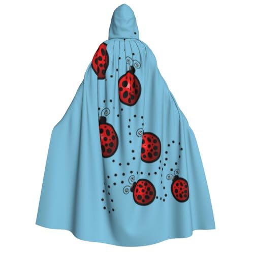 YQxwJL Art Ladybug Tracks Print Long Hooded Cape Uni Hooded Halloween Christmas Cloak Costumes Party Cape Dress Up von YQxwJL