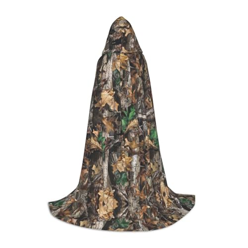 YQxwJL Cold Tree Camouflage-Aufdruck, Unisex-Kapuzenumhang, Hexen-Zauberer-Umhang, für Halloween, Cosplay, Party-Kostüm von YQxwJL