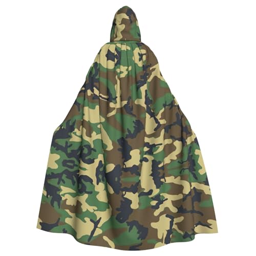 YQxwJL Grüner Militär-Camouflage-Umhang mit Kapuze, langer Umhang, Unisex, mit Kapuze, Halloween, Weihnachten, Kostüme, Party-Umhang von YQxwJL