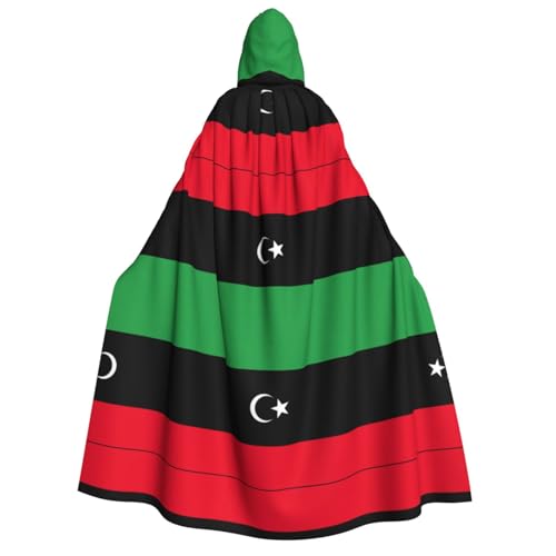 YQxwJL Herren-Kapuzenumhang mit libyscher Flagge, Zauberer, Hexenumhang, Cosplay, Kostüm, Halloween, Party, Umhang von YQxwJL