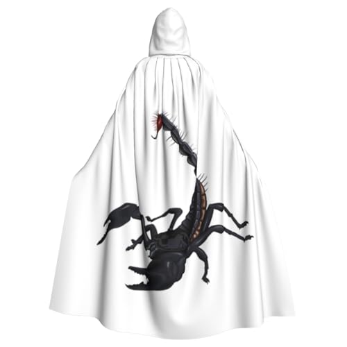 YQxwJL Langer Umhang mit Skorpion-Druck, für Herren und Damen, Umhang mit Kapuze für Halloween, Mittelalter, Renaissance, Hexenkostüm von YQxwJL