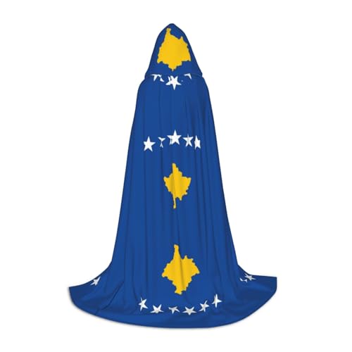 YQxwJL Unisex Kapuzenumhang mit Flagge des Kosovo, Hexen-Zauberer-Umhang, für Halloween, Cosplay, Party-Kostüm von YQxwJL