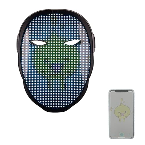 YRRNAE Programmierbare LED-Maske mit Gestensensor, Unisex, LED-beleuchtete Gesichts-Transformationsmaske für Kostüm, Cosplay, Party, Maskerade von YRRNAE