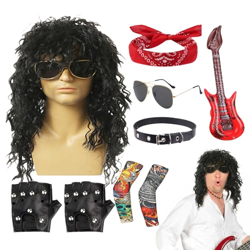 YRTUOP 80er Jahre Rocker Kostüm - Metal Disco Hippie Kleidung | Punk Style Outfit mit Sonnenbrille Perücke für Outdoor Partys Strandurlaub Musikfestivals Bühnenauftritte Halloween Veranstaltungen YRTUOP 80er Jahre Rocker Kostüm - Metal Disco Hippie Kleidung | Punk Style Outfit mit Sonnenbrille Perücke für Outdoor Partys Strandurlaub Musikfestivals Bühnenauftritte Halloween Veranstaltungen von YRTUOP