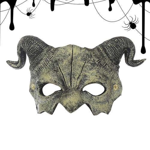 YRTUOP Halloween Gesichtsmaske für Erwachsene - Halloween Schafshorn Halbmaske | Grusel Party Cosplay Kopfzier Für Festumzüge Partys Und Feste YRTUOP Halloween Gesichtsmaske für Erwachsene - Halloween Schafshorn Halbmaske | Grusel Party Cosplay Kopfzier Für Festumzüge Partys Und Feste von YRTUOP