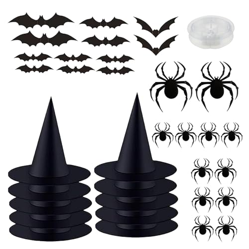 YRTUOP Halloween Hexenhut - Halloween Spinnen Aufkleber - Mit Spinnen Aufklebern Für Kostüm Requisiten Zimmer Flur Vordereingang Tür Garten Baum Dekoration YRTUOP Halloween Hexenhut - Halloween Spinnen Aufkleber - Mit Spinnen Aufklebern Für Kostüm Requisiten Zimmer Flur Vordereingang Tür Garten Baum Dekoration von YRTUOP