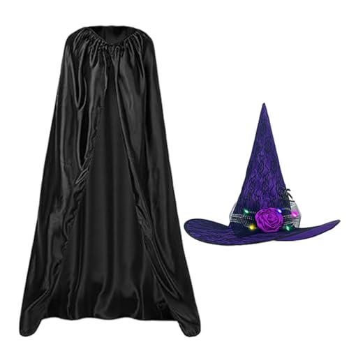 YRTUOP Hexenkostüm Damen | Gruseliges Halloween Mädchenkleid Mit Hut | Gothic Cape Cosplay Zubehör Für Kinderclub Geburtstag Festival Party Verkleidung YRTUOP Hexenkostüm Damen | Gruseliges Halloween Mädchenkleid Mit Hut | Gothic Cape Cosplay Zubehör Für Kinderclub Geburtstag Festival Party Verkleidung von YRTUOP