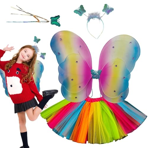 YRTUOP Prinzessinnen-Feenkleid, Kinder-Kostüm-Set, Kostüm-Set mit LED-Flügeln, Tutu-Rock, Stirnband, , Cosplay-Zubehör für Halloween, Urlaub von YRTUOP