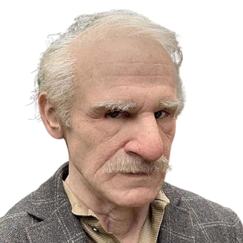 YRTUOP Realistische Gesichtsmaske - Streiche Masken - Mit Weißem Haar Und Bart Für Fasching Bühnenauftritt Familienfeier Theater Kostümfest Karneval Cosplay YRTUOP Realistische Gesichtsmaske - Streiche Masken - Mit Weißem Haar Und Bart Für Fasching Bühnenauftritt Familienfeier Theater Kostümfest Karneval Cosplay von YRTUOP