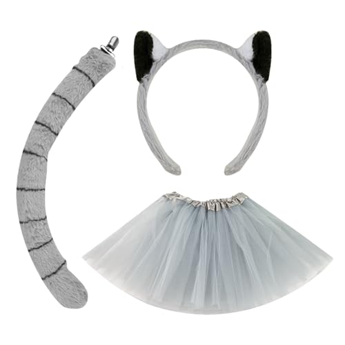 YRTUOP Tierkostüm - Lemur Ohren und Schwanz Set - Kostümzubehör für und Mädchen Karneval Halloween Bühnenauftritt Cosplay YRTUOP Tierkostüm - Lemur Ohren und Schwanz Set - Kostümzubehör für und Mädchen Karneval Halloween Bühnenauftritt Cosplay von YRTUOP