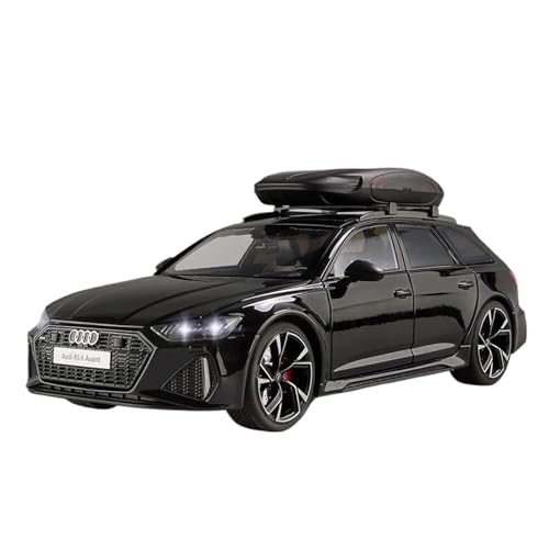 YRXIAO Modellbausatz Auto 1/18 Für Audi RS6 Avant Station Wagon Legierung Auto Modell Druck Druck Metall Sport Auto Fahrzeuge Sound Licht Spielzeug Für Wohndekorationen(Black) von YRXIAO