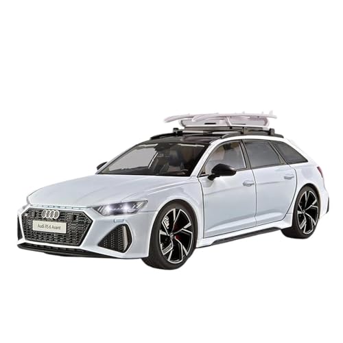 YRXIAO Modellbausatz Auto 1/18 Für Audi RS6 Avant Station Wagon Legierung Auto Modell Druck Druck Metall Sport Auto Fahrzeuge Sound Licht Spielzeug Für Wohndekorationen(White) von YRXIAO