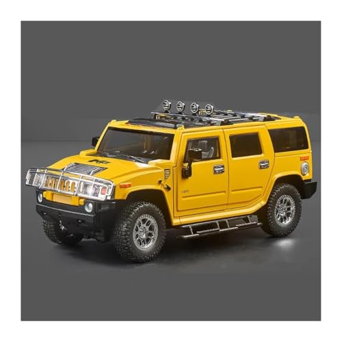 YRXIAO Modellbausatz Auto 1/18 Für Hummer H2 Highway 61 SUV Legierung Auto Modell Diecast Metall Spielzeug Geländewagen Sound Und Licht Modell Für Wohndekorationen(Yellow) von YRXIAO