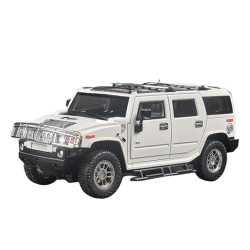 YRXIAO Modellbausatz Auto 1/18 für Hummer H2 Highway 61 SUV Legierung Auto Modell Diecast Metall Spielzeug Off-Road-Fahrzeuge Sound und Licht Hobby Für Wohndekorationen(White) von YRXIAO