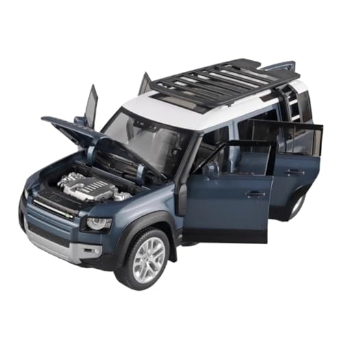 YRXIAO Modellbausatz Auto 1/18 für Range Land Rover Defender SUV Legierung Auto Modell Diecast Metall Geländewagen Modell Sound Licht Spielzeug Für Wohndekorationen(Blue) von YRXIAO