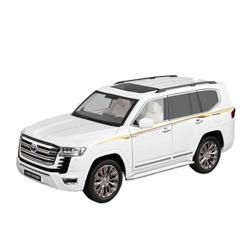 YRXIAO Modellbausatz Auto 1/18 für Toyota Land Cruiser LC300 ZX Legierung Auto Modell Druck Druck Metall Off-Road Fahrzeuge Auto Modell Sound Licht Für Wohndekorationen(White) von YRXIAO