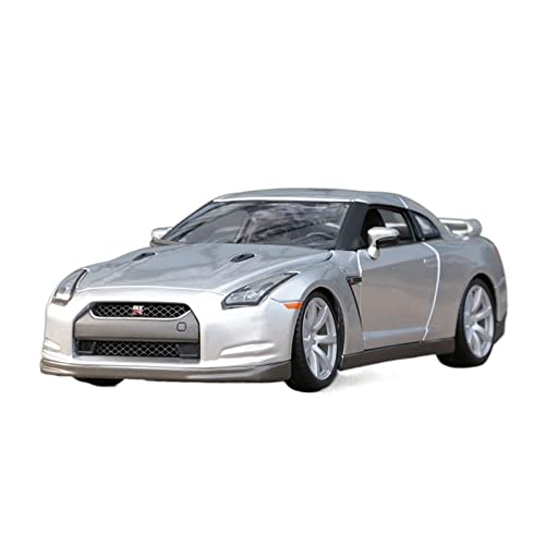 YRXIAO Modellbausatz Auto 1 18 Fit Für Nissan GTR R35 2009 Retro Metalllegierung Automodell Classic Dekoration Kollektion Silber Für Wohndekorationen(A) von YRXIAO