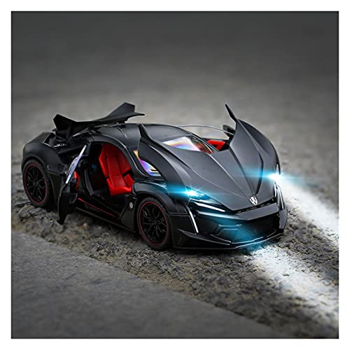 YRXIAO Modellbausatz Auto 1 24 Legierung Druckguss Für Lycan Supercar Simulation Sound Light Pull Back Collection Modell Sportwagen Spielzeug Für Wohndekorationen(Schwarz) von YRXIAO