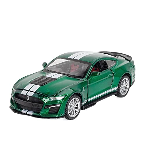 YRXIAO Modellbausatz Auto 1 32 Für Ford Mustang Shelby GT500 Sportwagen Die Cast Pull Back Sound Light Spielzeug Fahrzeug Geschenke Für Wohndekorationen(Grün) von YRXIAO