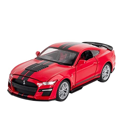 YRXIAO Modellbausatz Auto 1 32 Für Ford Mustang Shelby GT500 Sportwagen Die Cast Pull Back Sound Light Spielzeug Fahrzeug Geschenke Für Wohndekorationen(Rot) von YRXIAO