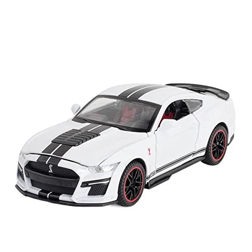 YRXIAO Modellbausatz Auto 1 32 Für Ford Mustang Shelby GT500 Sportwagen Die Cast Pull Back Sound Light Spielzeug Fahrzeug Geschenke Für Wohndekorationen(White) von YRXIAO