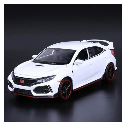 YRXIAO Modellbausatz Auto 1 32 Für Honda Civic Type-R Metall Spielzeugauto Automodell Sound Und Licht Pull Back Auto Geschenk Für Wohndekorationen(White) von YRXIAO