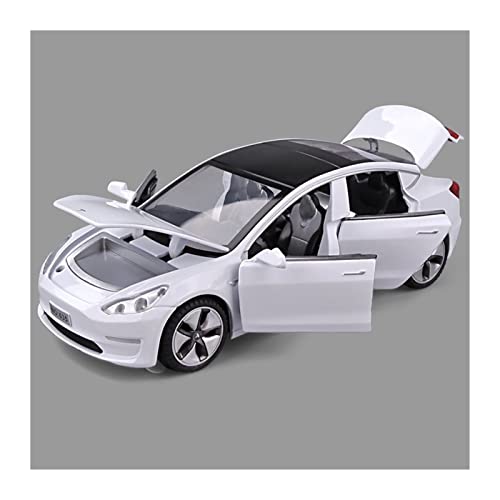 YRXIAO Modellbausatz Auto 1 32 Für Tesla Model 3 Simulation Legierung Automodell Diecast Spielzeugfahrzeuge Kinder Geschenksammlung Für Wohndekorationen(White) von YRXIAO