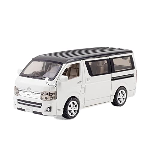 YRXIAO Modellbausatz Auto 1 32 Für Toyota Hiace XLG Weiß Druckguss Legierung Modellauto Simulation Fahrzeug Sound Leichtmetall Spielzeugauto Für Wohndekorationen(White) von YRXIAO