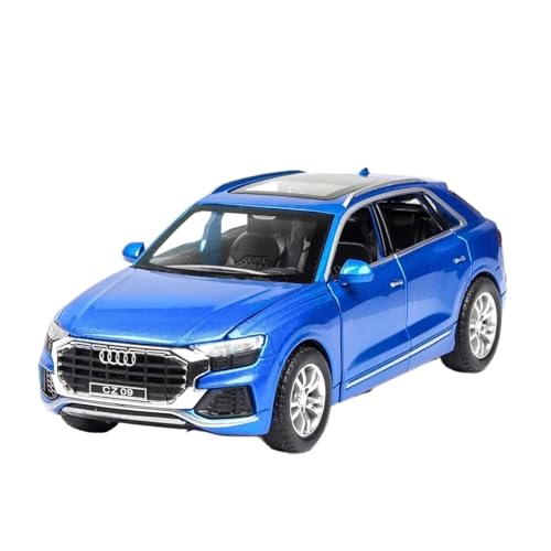 YRXIAO Modellbausatz Auto 1 32 Maßstab Modell Für Audi Q8 SUV Sound Und Licht Pull Back Legierung Spielzeug Auto Modell Spielzeug Für Wohndekorationen(Blau) von YRXIAO