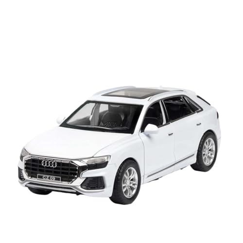 YRXIAO Modellbausatz Auto 1 32 Maßstab Modell Für Audi Q8 SUV Sound Und Licht Pull Back Legierung Spielzeug Auto Modell Spielzeug Für Wohndekorationen(White) von YRXIAO