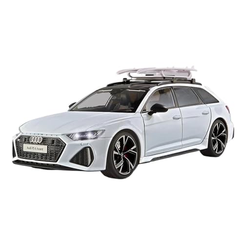 YRXIAO Modellbausatz Auto 1:18 Für Audi RS6 Avant Station Wagon Legierung Metall Druckguss Modell Auto Sammeln Dekorative Ornamente Für Freund Für Wohndekorationen(White) von YRXIAO