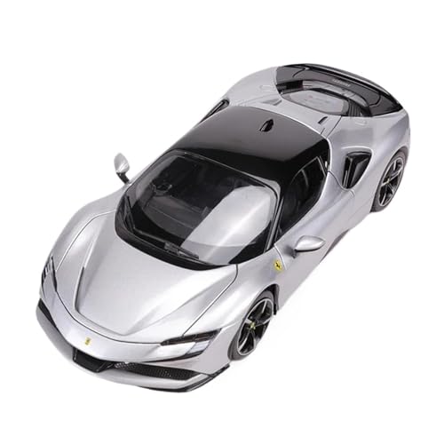 YRXIAO Modellbausatz Auto 1:18 Für Ferrari SF90 Spider Automodellversion Druckgusslegierung Limited Edition Desktop-Dekorationsmodellanzeige Für Wohndekorationen(Silver) von YRXIAO