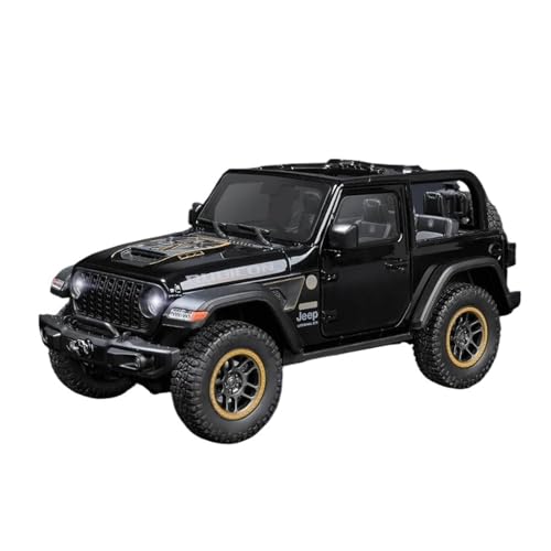 YRXIAO Modellbausatz Auto 1:18 für Jeeps Wrangler Rubicon Legierung Auto Modell Druckguss Metall Geländewagen Auto Modell Sound Licht Hobby Auto Für Wohndekorationen(Black) von YRXIAO