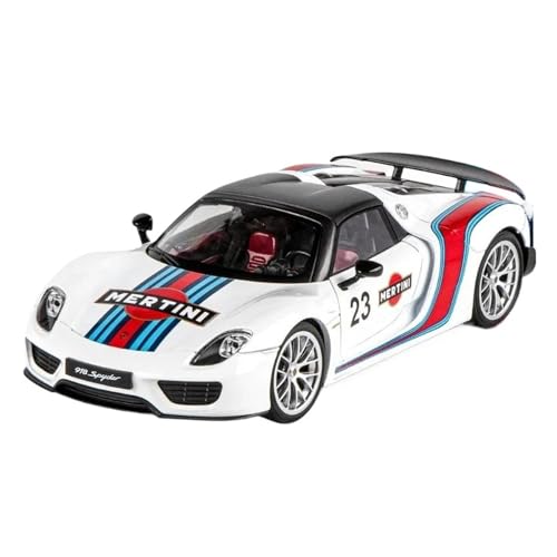 YRXIAO Modellbausatz Auto 1:18 für Porsche Martini 918 Spyder Legierung Miniatur-Druckguss-Metall Sound und Licht Sammlung Spielzeugfahrzeug Für Wohndekorationen(White) von YRXIAO