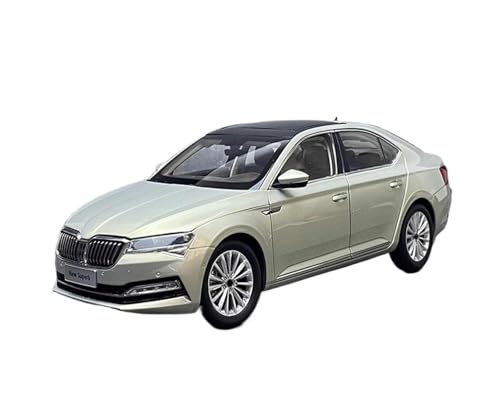 YRXIAO Modellbausatz Auto 1:18 für Skoda Superb Legierung Auto Modell Sammlung Desktop Dekoration Modelle Hobby Display Modell Dekoration Modell Für Wohndekorationen(Gold) von YRXIAO