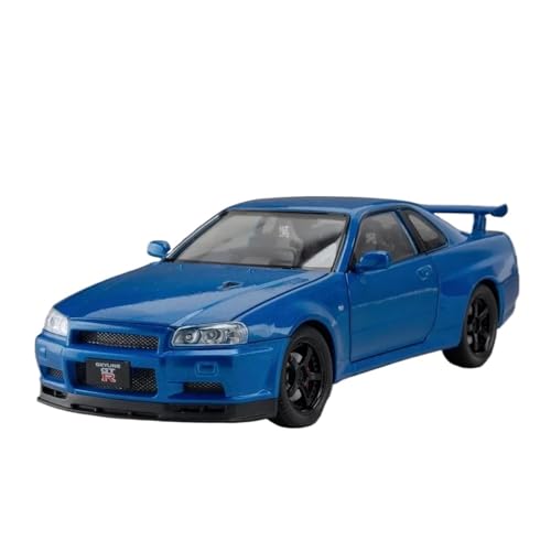 YRXIAO Modellbausatz Auto 1:24 FÜR Nissan Skyline GTR R34 Legierung Auto Modell Sound Licht Kollektive Miniatur Diecast Spielzeug Fahrzeug C342 Für Wohndekorationen von YRXIAO