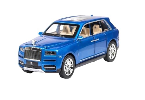 YRXIAO Modellbausatz Auto 1:24 FÜR Rolls Royce Cullinan Legierung Auto Modell Große Größe SUV Metall Auto Modell Licht Sound Zurückziehen Miniatur Für Wohndekorationen(Blue) von YRXIAO