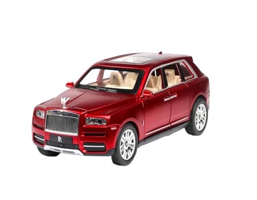 YRXIAO Modellbausatz Auto 1:24 FÜR Rolls Royce Cullinan Legierung Auto Modell Große Größe SUV Metall Auto Modell Licht Sound Zurückziehen Miniatur Für Wohndekorationen(Red) von YRXIAO